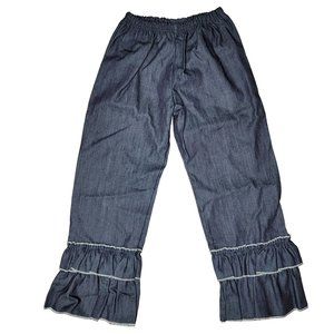 Sado NWT denim ruffle bell bottom flare legging pants size 5-6 years